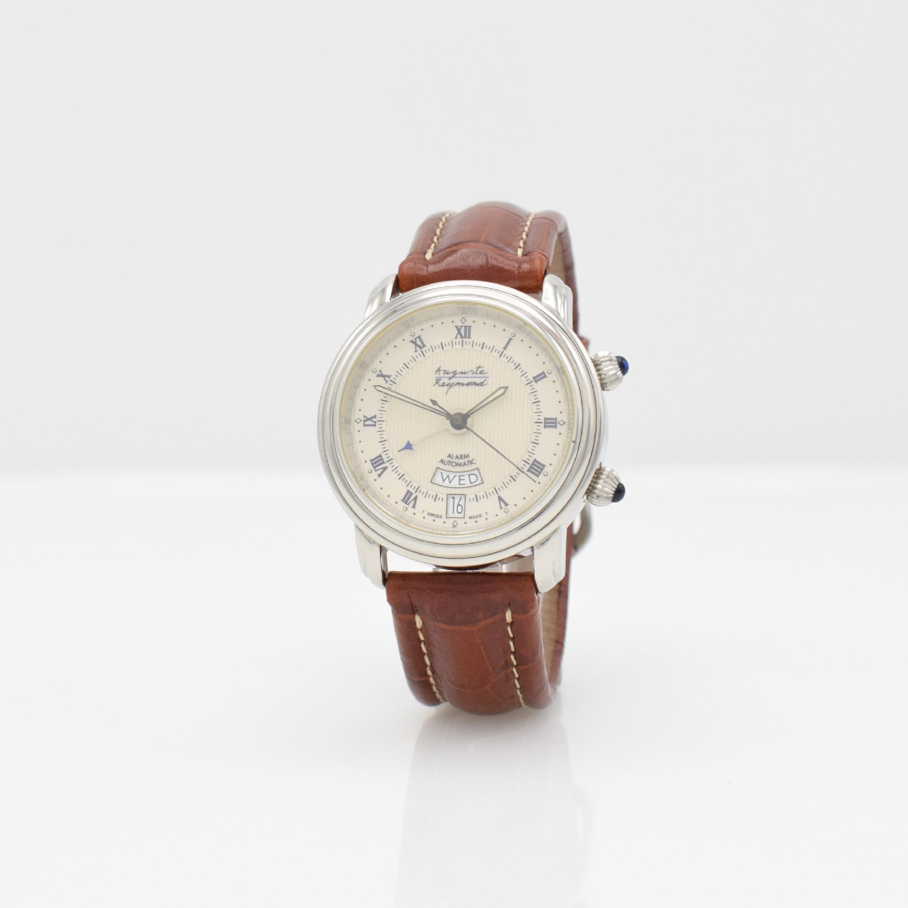 Detail b: AUGUSTE REYMOND limitierter Armbandwecker, Schweiz um 1997, limitiert auf 100 Stück, Automatik, Ref. 611050, beids. vergl. Edelstahlgeh. inkl. orig. ...