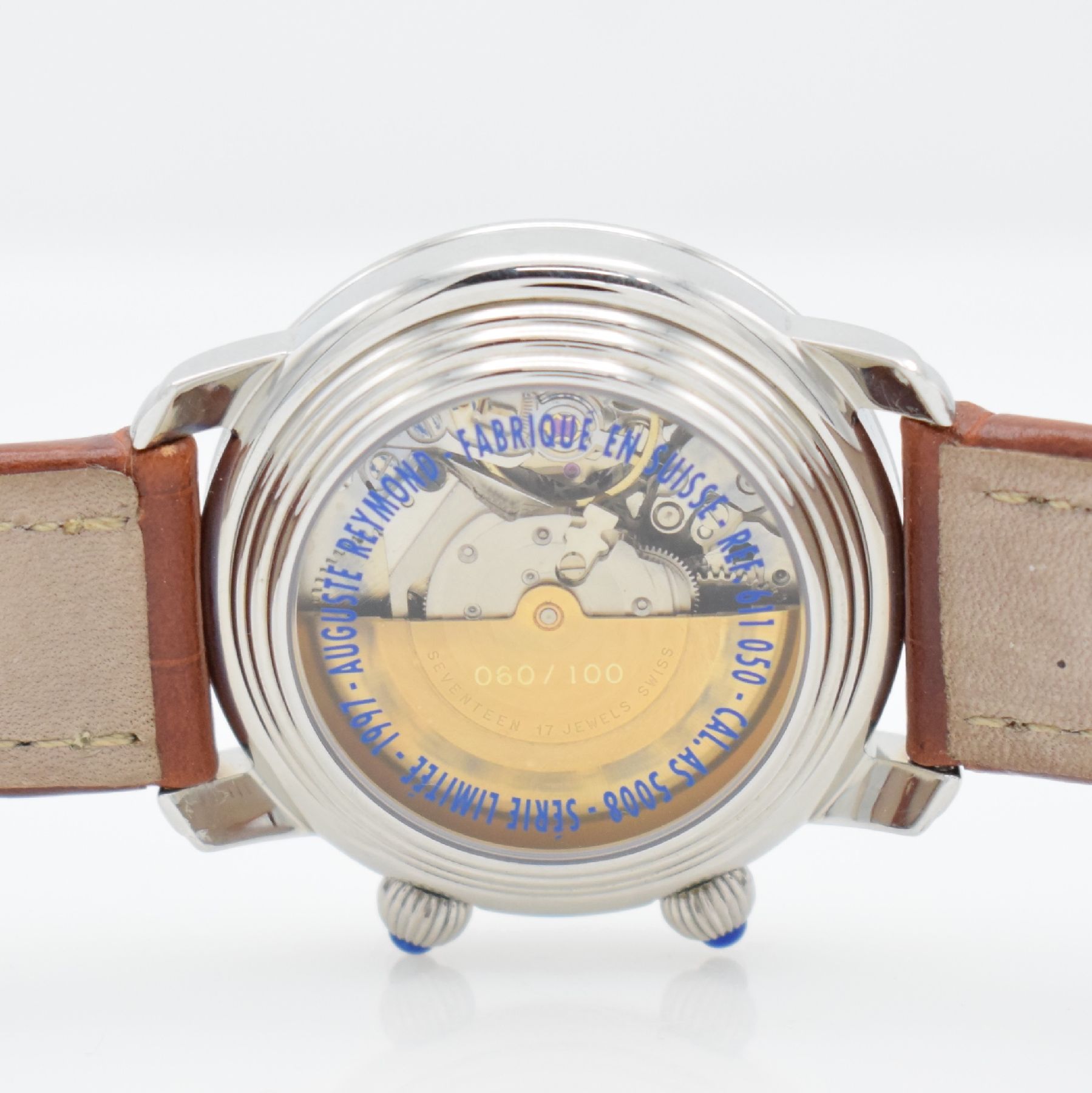 Detail f: AUGUSTE REYMOND limitierter Armbandwecker, Schweiz um 1997, limitiert auf 100 Stück, Automatik, Ref. 611050, beids. vergl. Edelstahlgeh. inkl. orig. ...