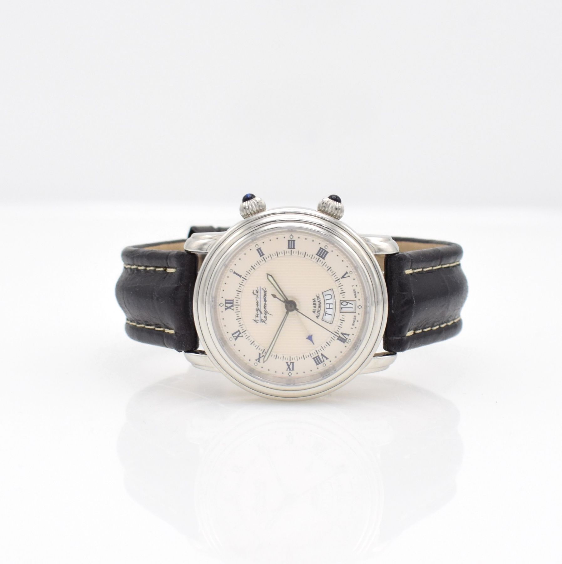 AUGUSTE REYMOND limitierter Armbandwecker, Schweiz um 1997, limitiert auf 100 Stück, Automatik, Ref. 611050, beids. vergl. Edelstahlgeh. inkl. orig. ...