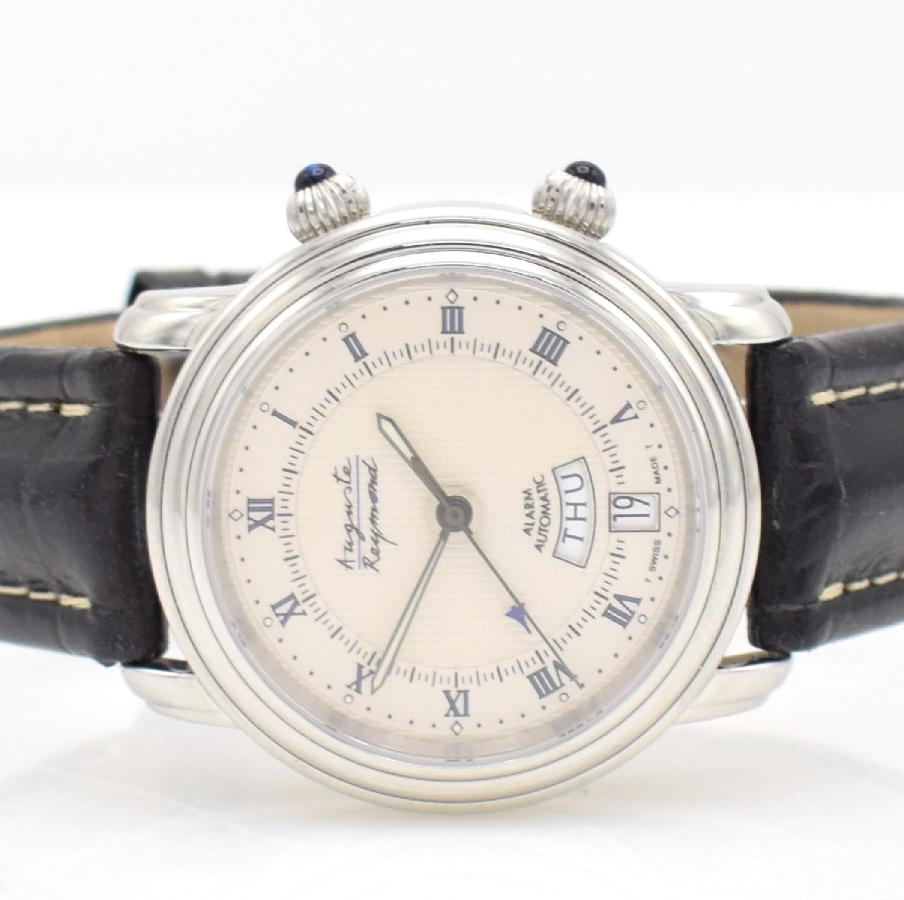 Detail a: AUGUSTE REYMOND limitierter Armbandwecker, Schweiz um 1997, limitiert auf 100 Stück, Automatik, Ref. 611050, beids. vergl. Edelstahlgeh. inkl. orig. ...