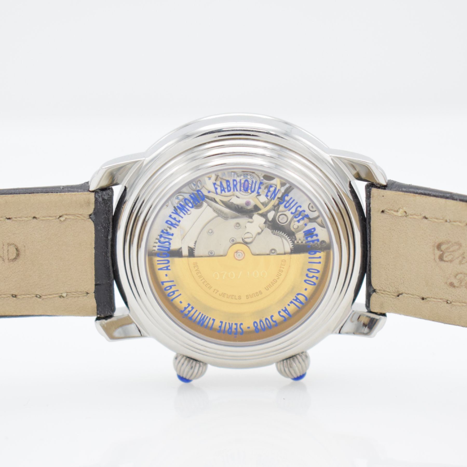 Detail f: AUGUSTE REYMOND limitierter Armbandwecker, Schweiz um 1997, limitiert auf 100 Stück, Automatik, Ref. 611050, beids. vergl. Edelstahlgeh. inkl. orig. ...