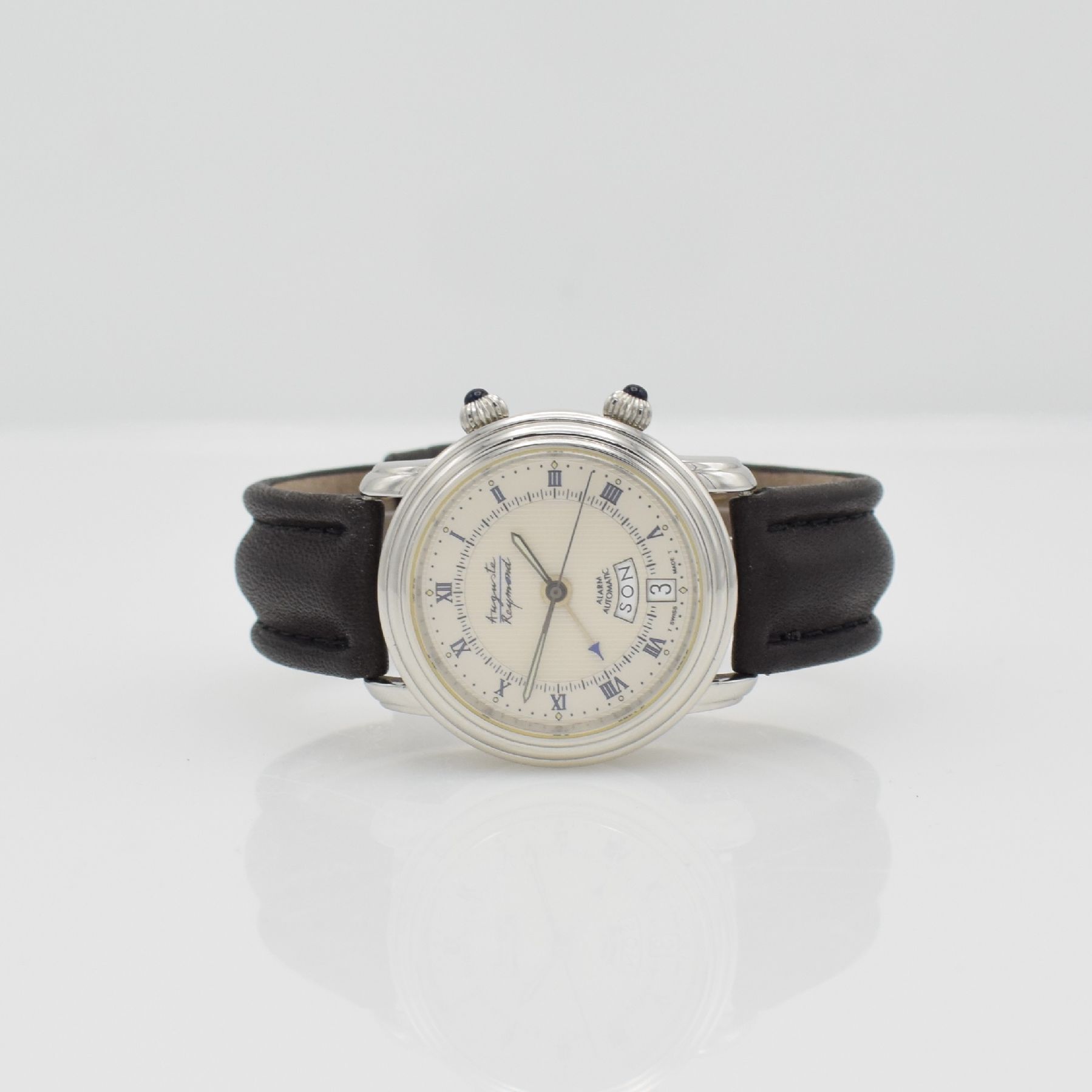 AUGUSTE REYMOND limitierter Armbandwecker, Schweiz um 1997, limitiert auf 50 Stück, Automatik, Ref. 611050, beids. vergl. Edelstahlgeh. inkl. orig. ...