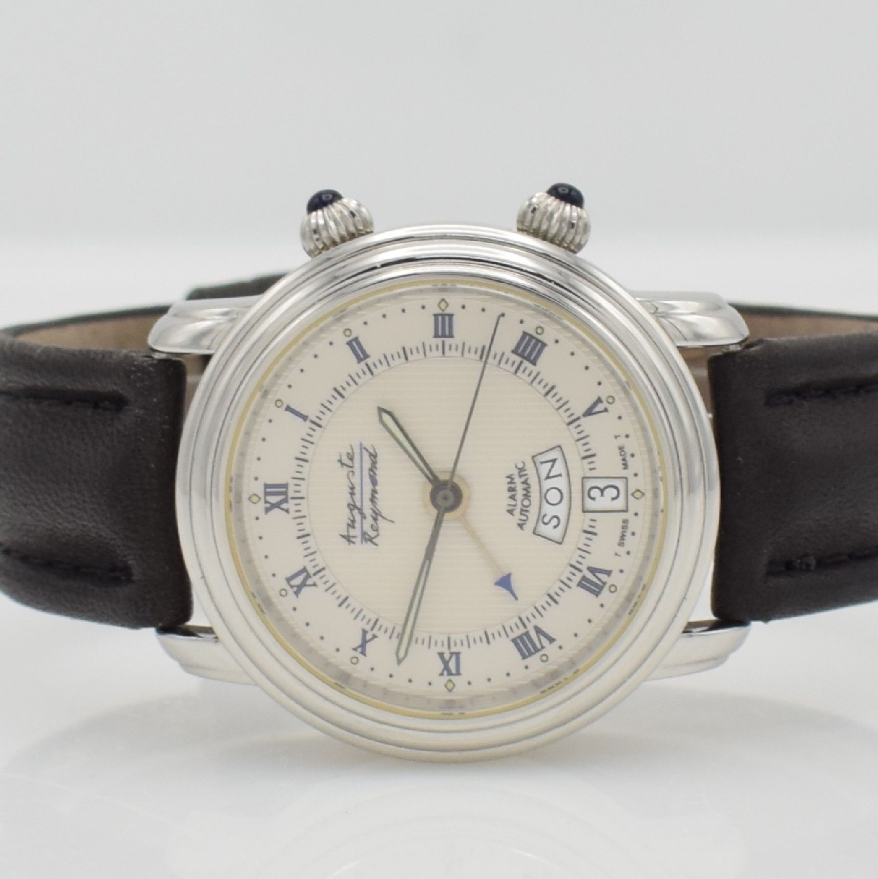 Detail a: AUGUSTE REYMOND limitierter Armbandwecker, Schweiz um 1997, limitiert auf 50 Stück, Automatik, Ref. 611050, beids. vergl. Edelstahlgeh. inkl. orig. ...