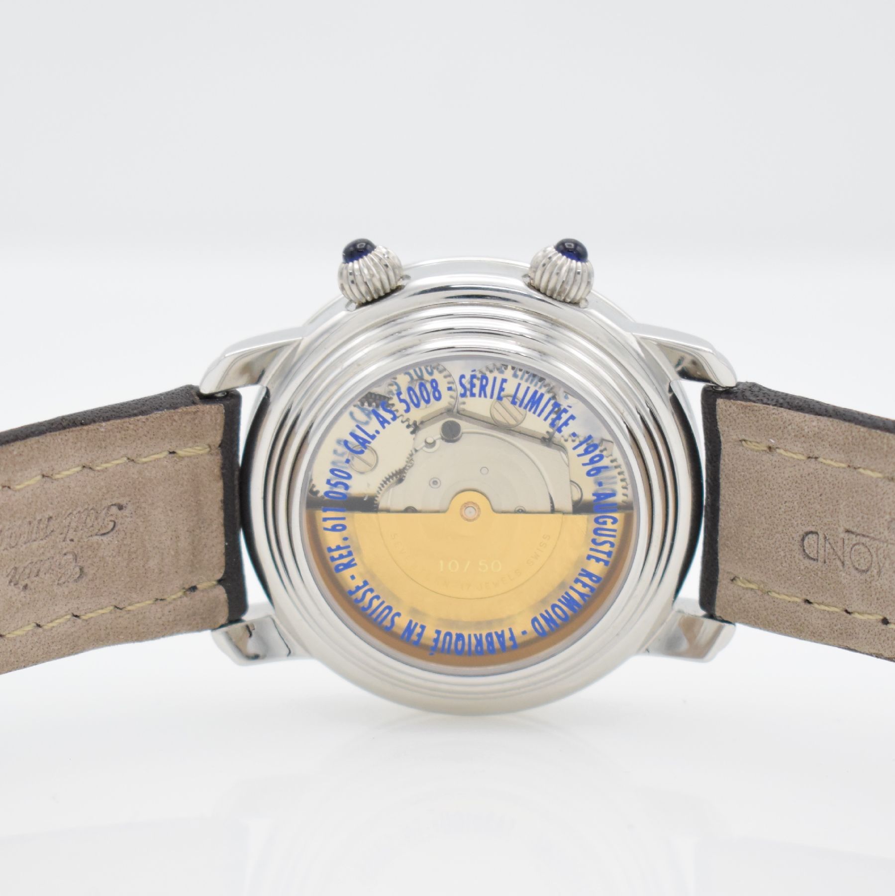 Detail d: AUGUSTE REYMOND limitierter Armbandwecker, Schweiz um 1997, limitiert auf 50 Stück, Automatik, Ref. 611050, beids. vergl. Edelstahlgeh. inkl. orig. ...