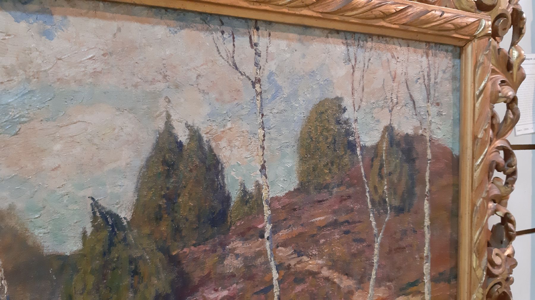 Detail e: Theo von Brockhusen, 1882 Marggrabowa - 1919 Berlin, Heidelandschaft mit Birken, gekonnteTiefenstaffelung mit den schwierigen Rot- und Brauntönen, ...