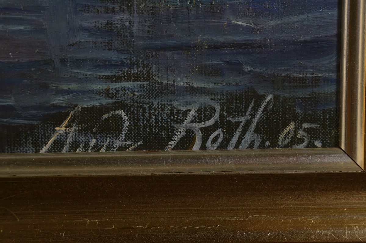 Detail a: Andreas Roth, Kleine Kapelle bei der Villa Brenzoni-Guarenti an der Punta san Vigilio am Gardasee, Öl/Lwd, re. unten signiert und dat. 05, ca. 54 x ...