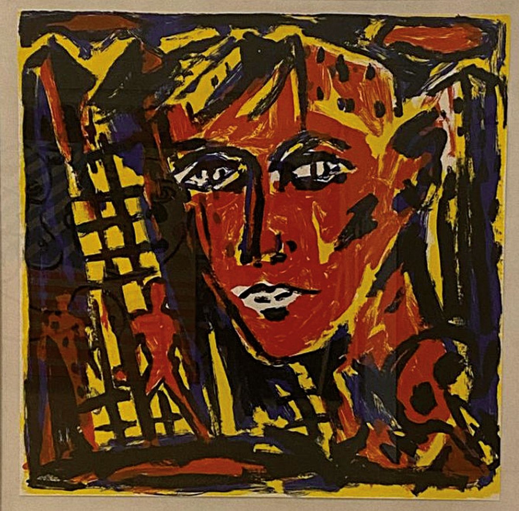Detail k: Helmut Middendorf, geb. 1953, abstrakte Komposition eines Porträts mit Aktdarstellung, mittig signiert und nummeriert 35/60, unter Glas gerahmt, ...