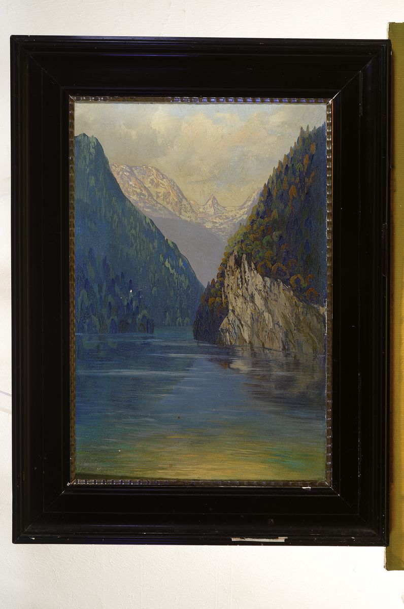 Detail m: Zuhr, ungedeuteter Künstler, um 1900, zwei Gebirgslandschaften mit Blick auf das Matterhorn, Öl/Lwd, beide signiert, ca. 54 x 37 cm, Rahmen l. ...