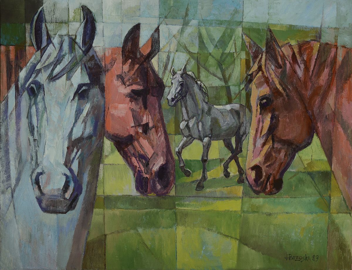 Heinz Brzoska, 1942 Kattowitz - 2015 Ludwigshafen, Pferdedarstellungen, Öl/Lwd, re. unten signiert, 70 x 90cm