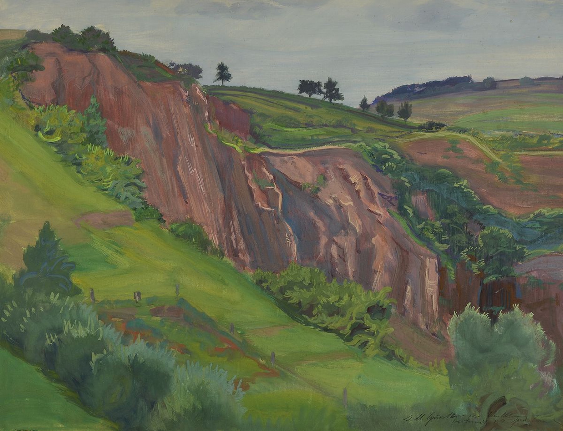 Hermann Croissant, 1897-1963 Landau, Gouache auf Papier, re. unten signiert und mit Widmung, dat. 54, 56x75 cm