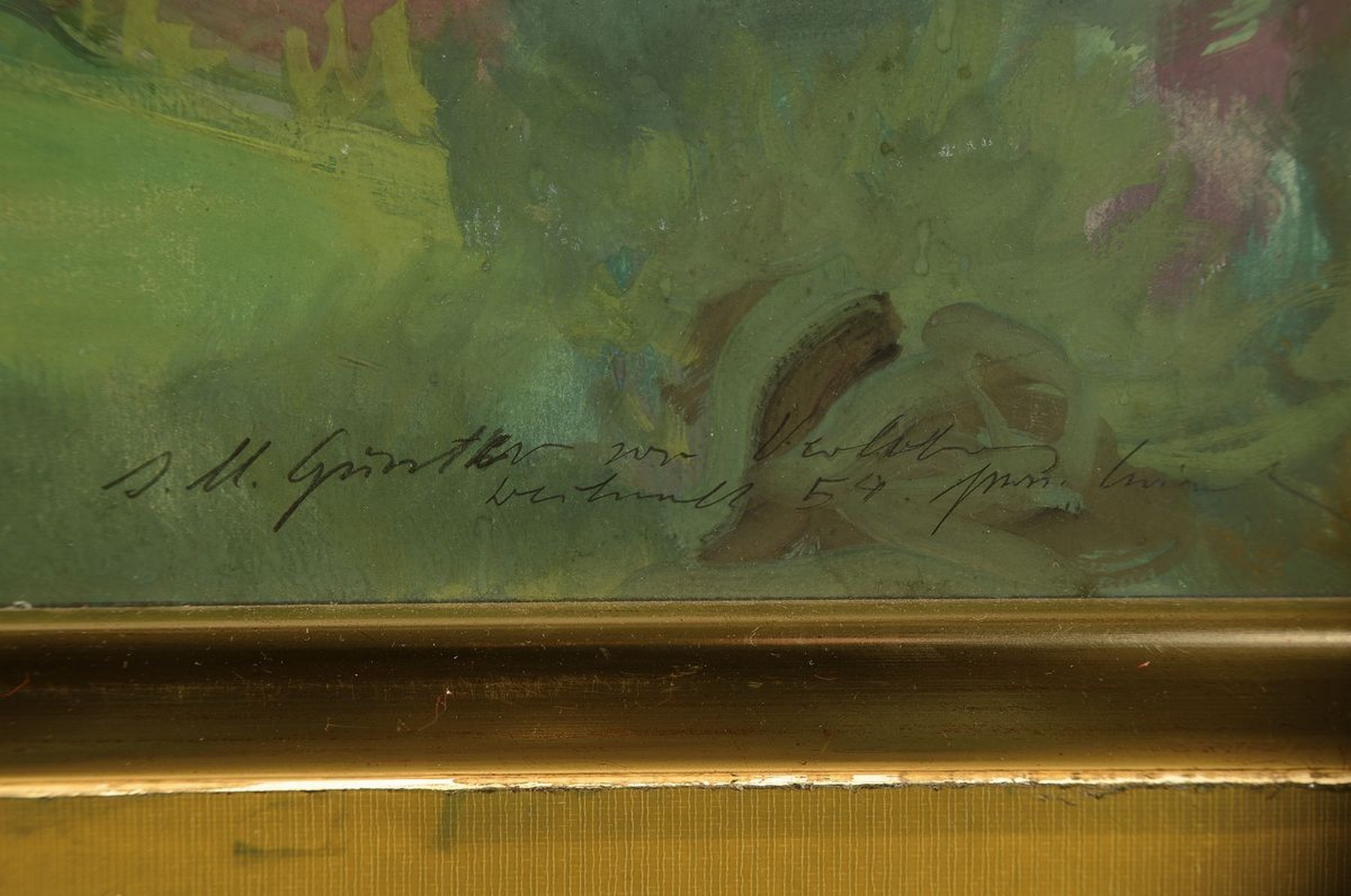 Detail a: Hermann Croissant, 1897-1963 Landau, Gouache auf Papier, re. unten signiert und mit Widmung, dat. 54, 56x75 cm
