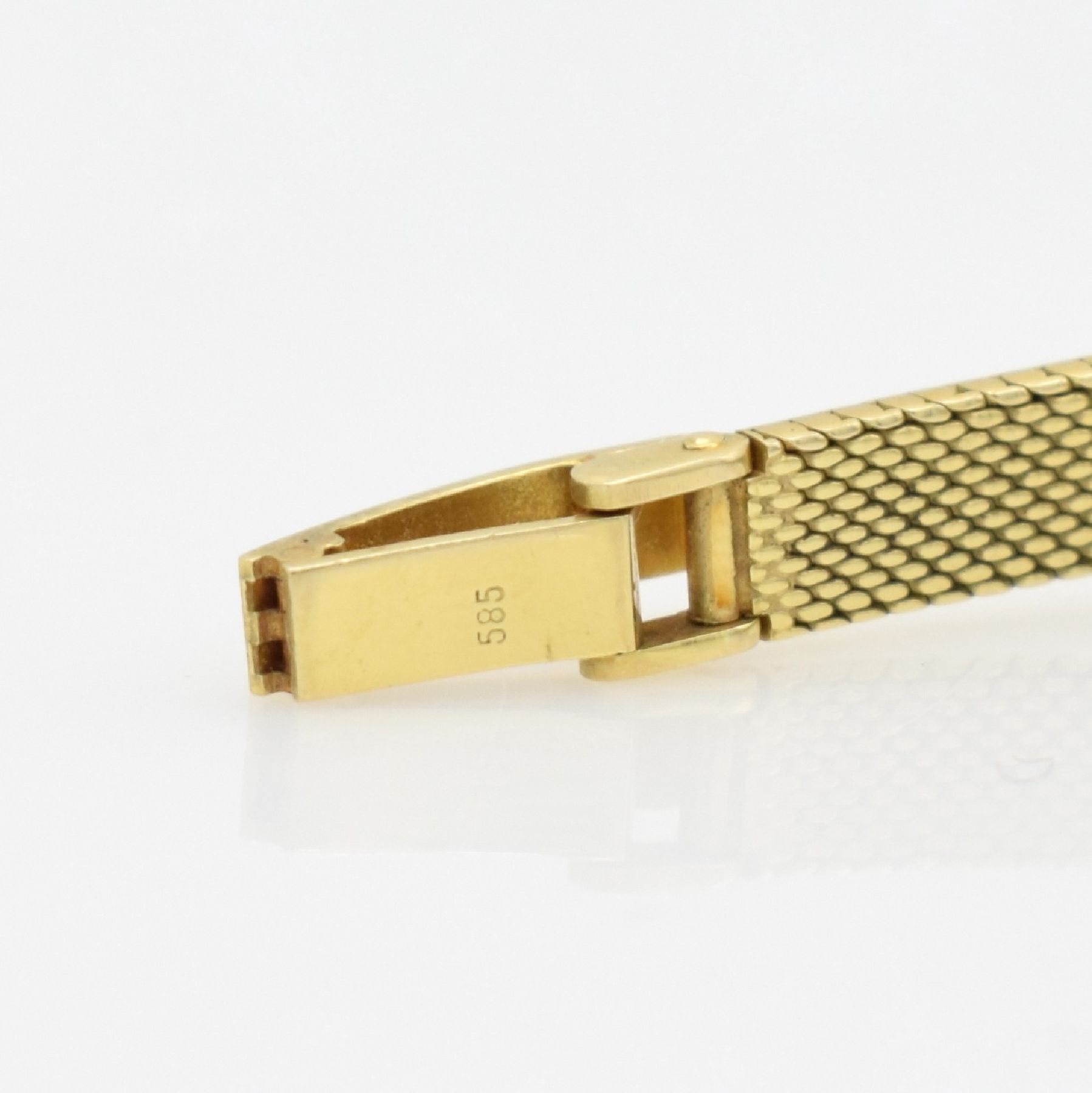 Detail e: ZENTRA Damenarmbanduhr in GG 585/000, Handaufzug, Deutschland um 1975, 2-teil. Geh., Boden aufgedr., gold. Zifferbl. m. aufges. Indizes, Kal. Durowe ...