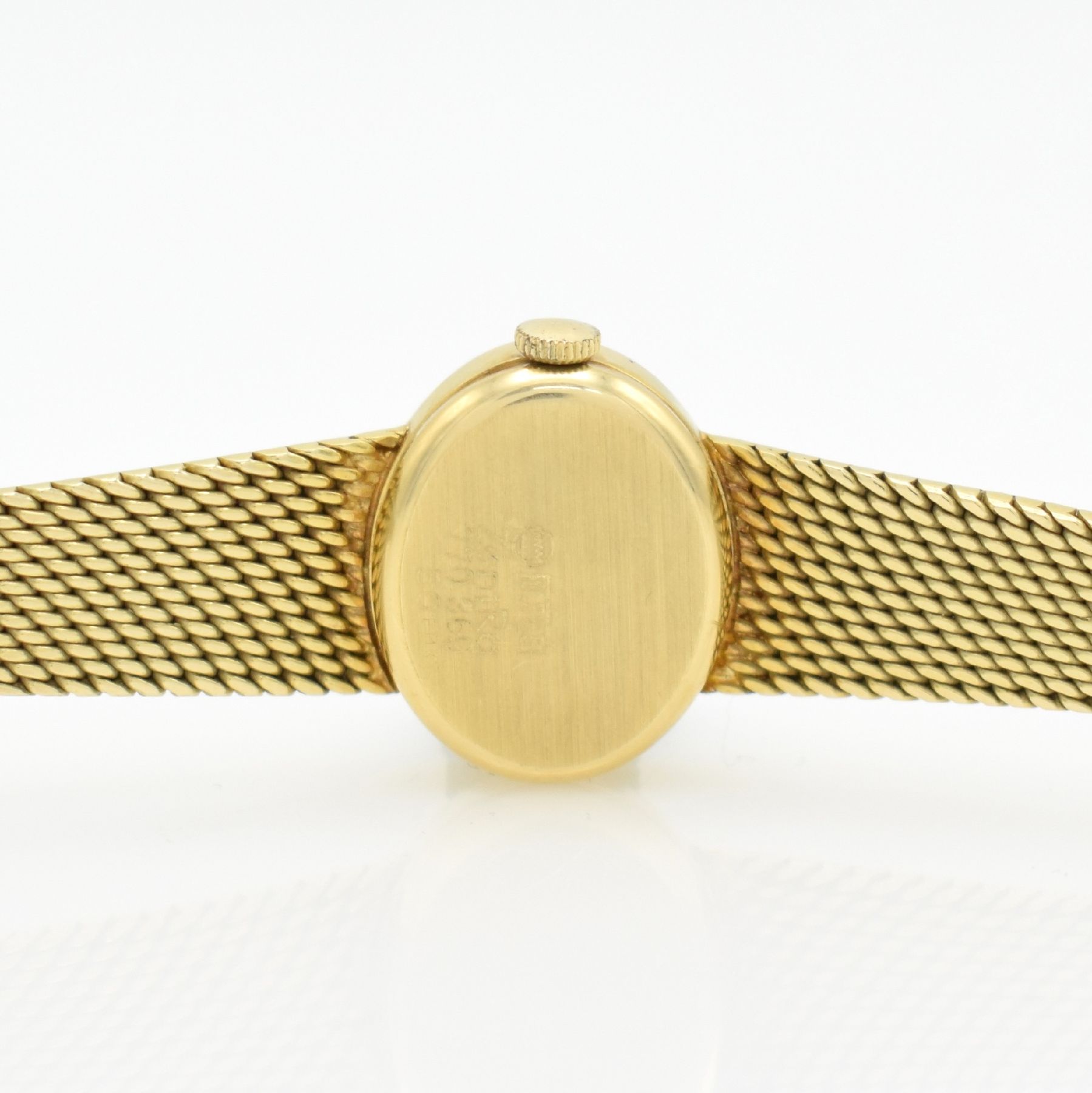 Detail f: ZENTRA Damenarmbanduhr in GG 585/000, Handaufzug, Deutschland um 1975, 2-teil. Geh., Boden aufgedr., gold. Zifferbl. m. aufges. Indizes, Kal. Durowe ...