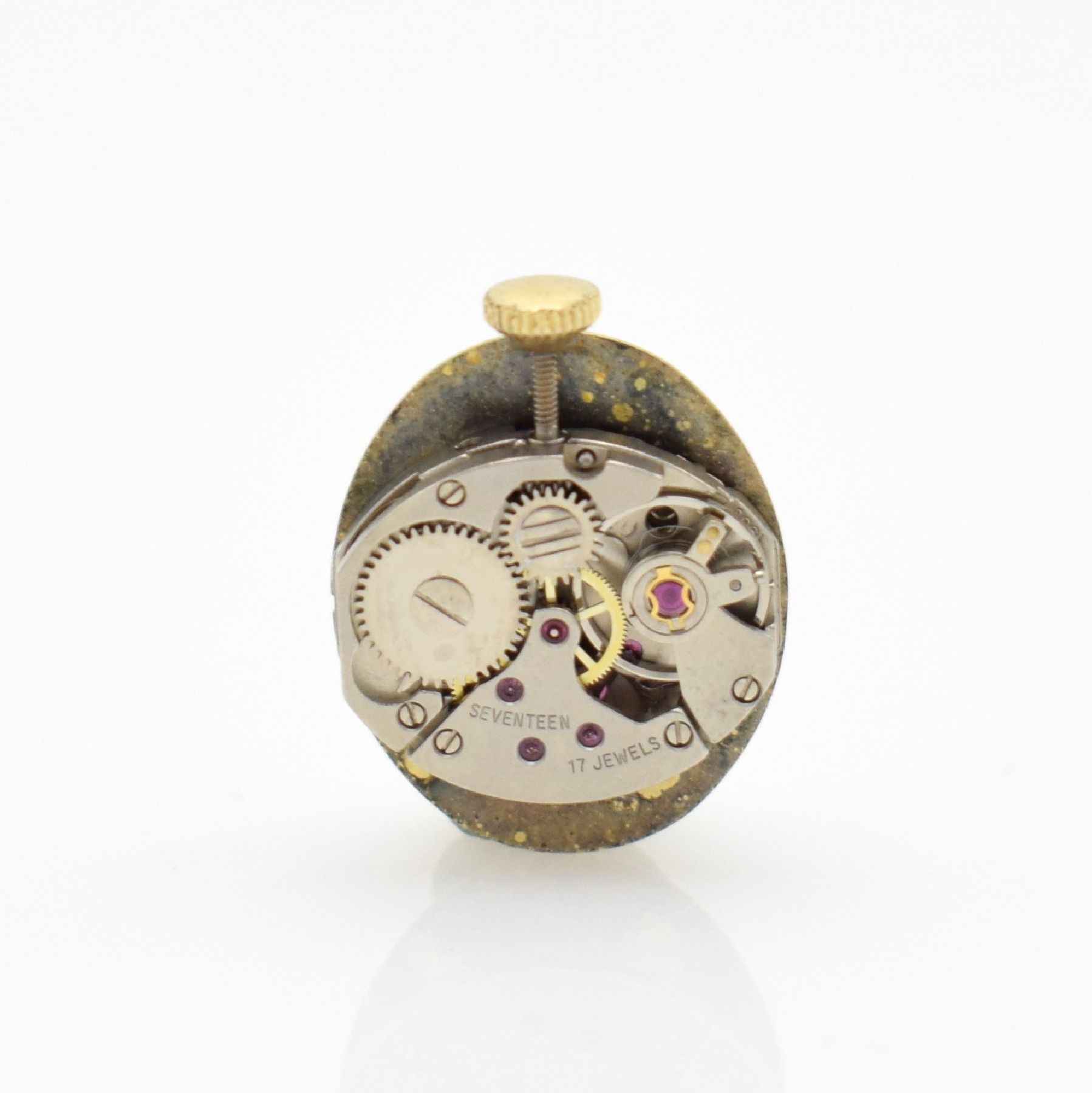 Detail g: ZENTRA Damenarmbanduhr in GG 585/000, Handaufzug, Deutschland um 1975, 2-teil. Geh., Boden aufgedr., gold. Zifferbl. m. aufges. Indizes, Kal. Durowe ...