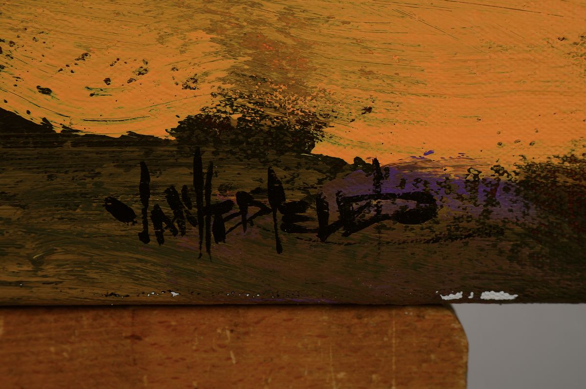 Detail a: Ian Hertslet, zeitgenössischer Künstler aus Johannisburg, geboren 1951, zwei abstrakte Landschaften, Acryl/Lwd, signiert, ca. 60 x 60 cm, ...