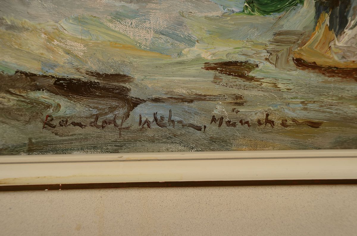 Detail a: Randolf Wehn, Münchener Maler, Blumenstillleben, Öl/Lwd, re. unten signiert, 80 x 70 cm, Rahmen