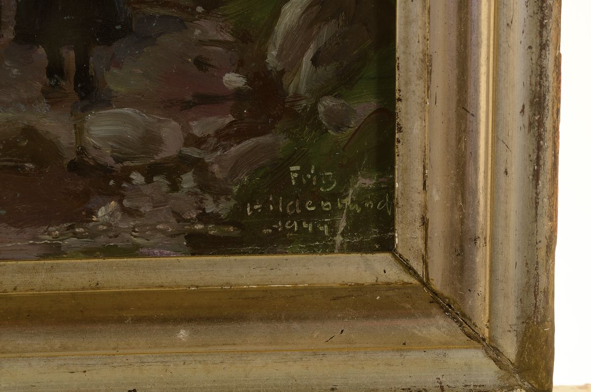 Detail a: Fritz Hildebrandt, 1878 Quedlinburg-1970, Studium an der Akademie Berlin, war Schüler von Müller-Schönefeld und Hans Licht, hier: Kirchgang in ...