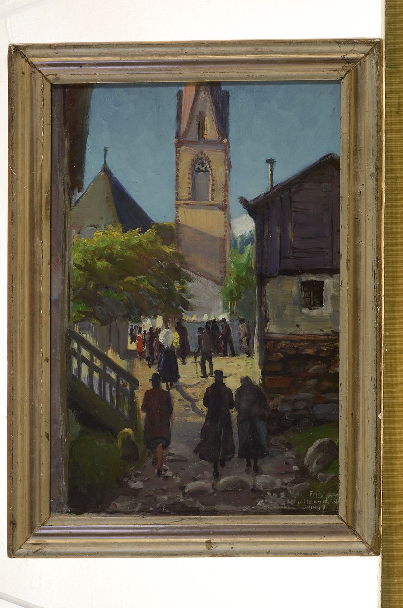 Detail k: Fritz Hildebrandt, 1878 Quedlinburg-1970, Studium an der Akademie Berlin, war Schüler von Müller-Schönefeld und Hans Licht, hier: Kirchgang in ...