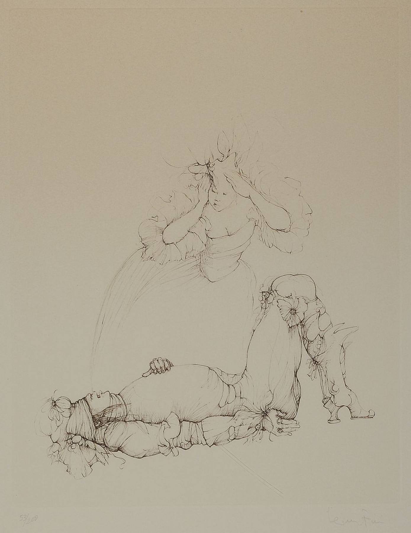 Leonor Fini, 1907 Buenos Aires-1996 Paris, Radierung, handsigniert, num. 53/200, ca. 36x28cm, R. ca. 70x53cm