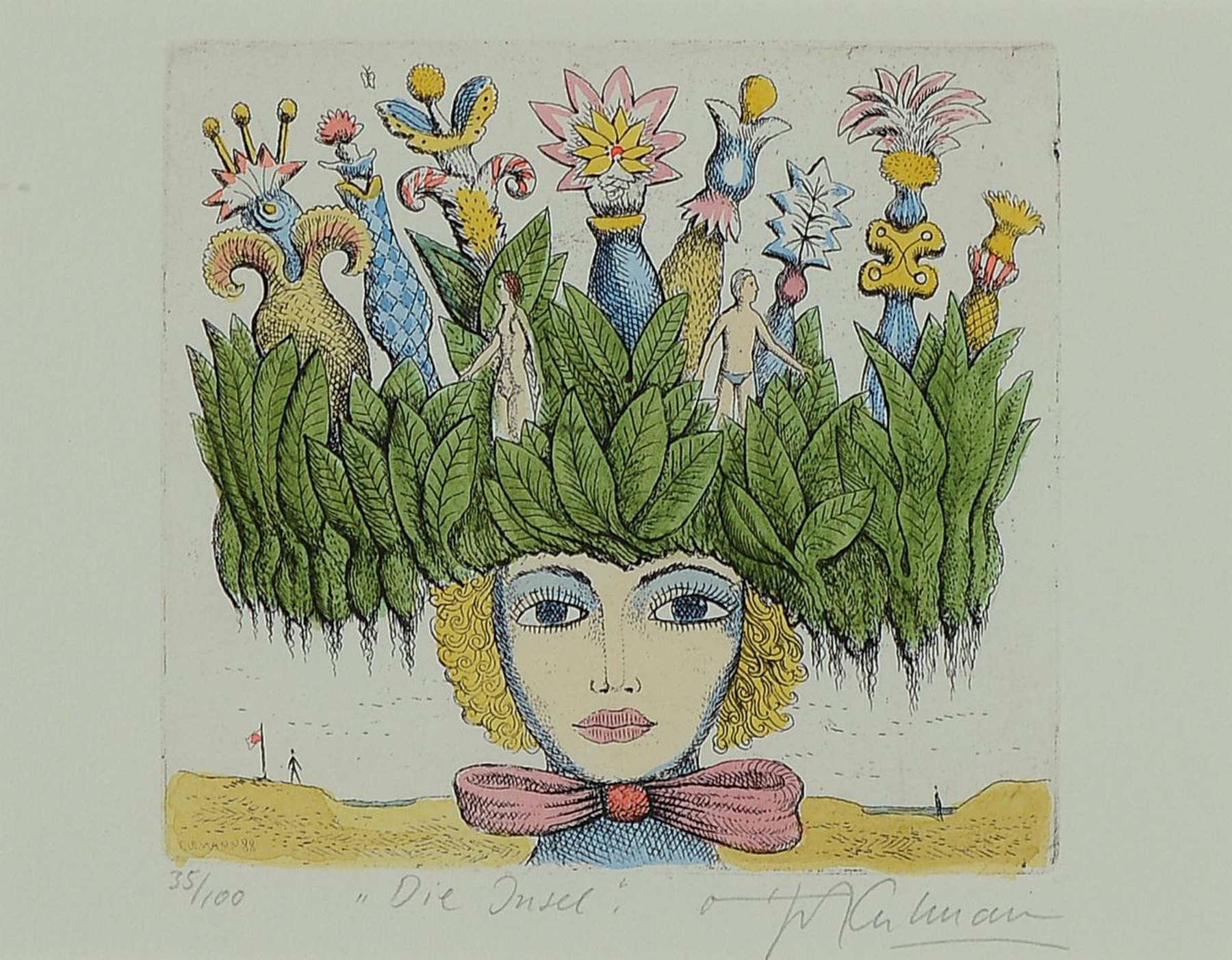 Otfried H. Culmann, geb. 1949 Billigheim, bekannter pfälzer Maler und Grafiker, Vertreter des phantastischen Realismus, hier: 2 Farbradierungen, ...