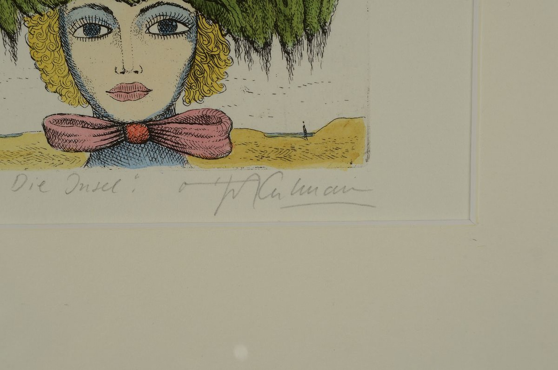 Detail a: Otfried H. Culmann, geb. 1949 Billigheim, bekannter pfälzer Maler und Grafiker, Vertreter des phantastischen Realismus, hier: 2 Farbradierungen, ...