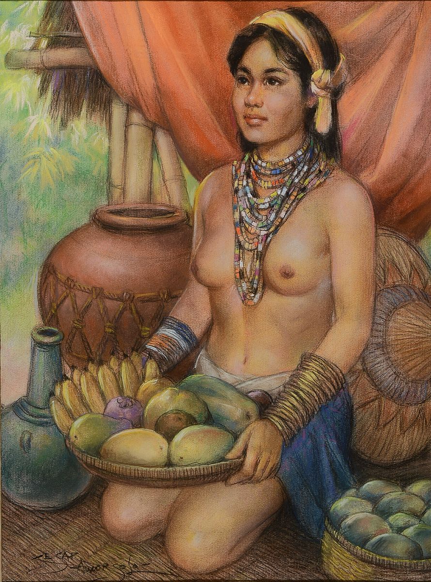 Cesar Amorsolo, 1903 Manila-1998, Studium an der UP School of Fine Art, mehrere Ausstellungen in Hong Kong, Manila und Los Angeles, hier: weiblicher ...