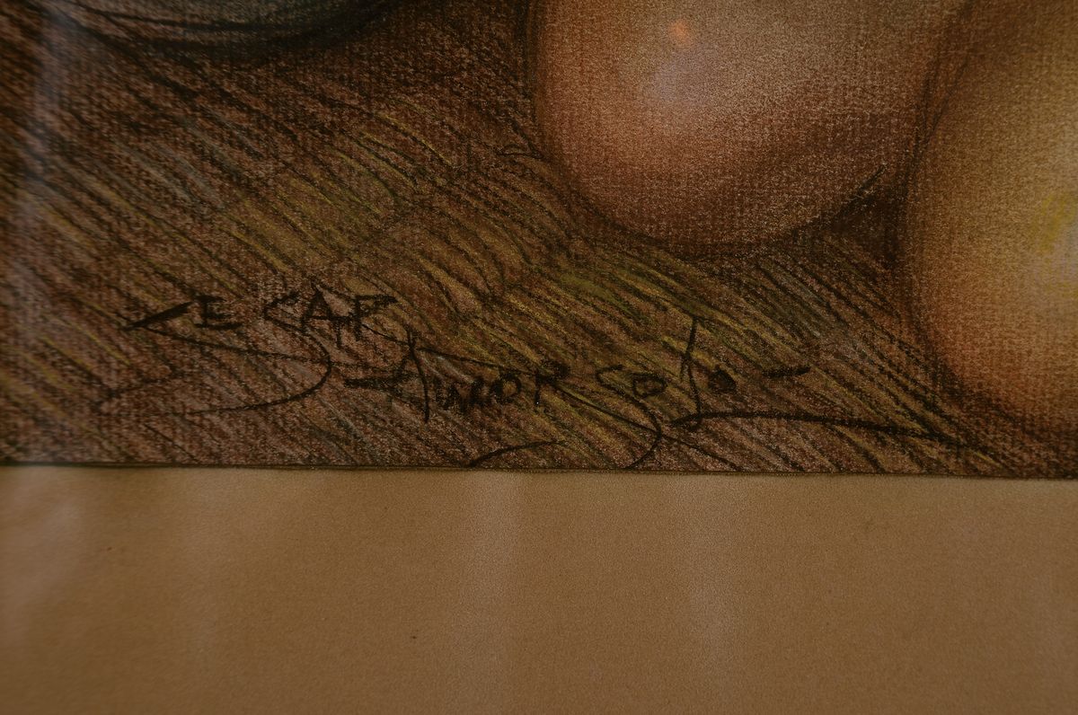 Detail a: Cesar Amorsolo, 1903 Manila-1998, Studium an der UP School of Fine Art, mehrere Ausstellungen in Hong Kong, Manila und Los Angeles, hier: weiblicher ...