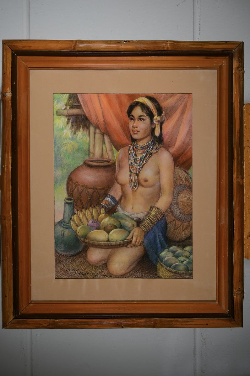 Detail k: Cesar Amorsolo, 1903 Manila-1998, Studium an der UP School of Fine Art, mehrere Ausstellungen in Hong Kong, Manila und Los Angeles, hier: weiblicher ...