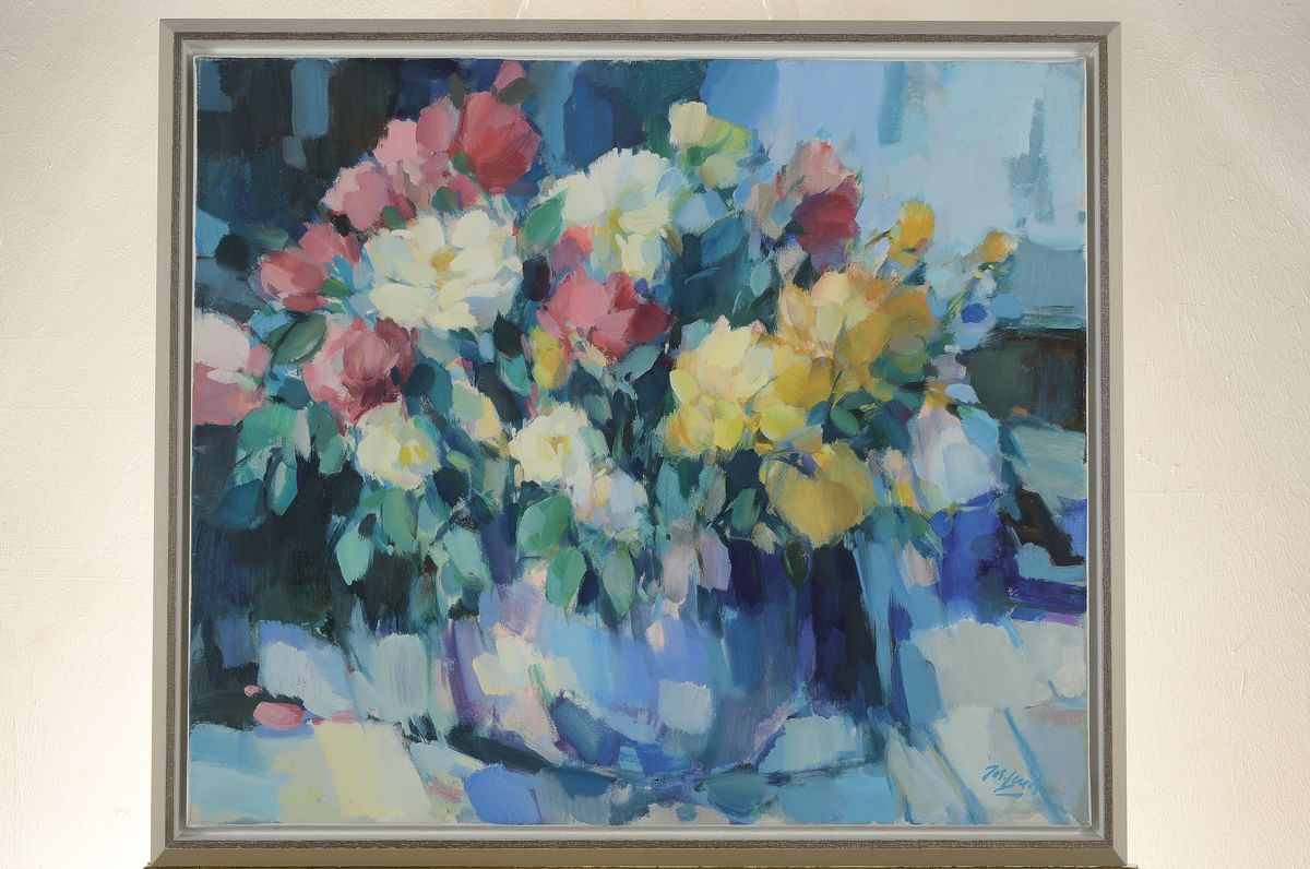 Detail k: Jos Leurs, geb. 1947, Blumenstillleben, Öl/Lwd, rechts unten signiert, ca. 60x70cm, R. ca. 67x77cm