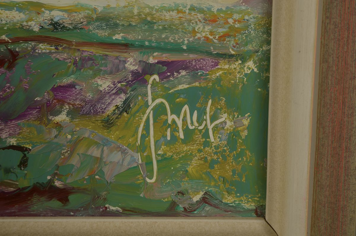 Detail a: Karl Graf, 1902-1986 Speyer, Blick auf ein Gebäude und blühende Bäume, Öl/Hartfaser, rechts unten signiert, ca. 50x65cm, R.