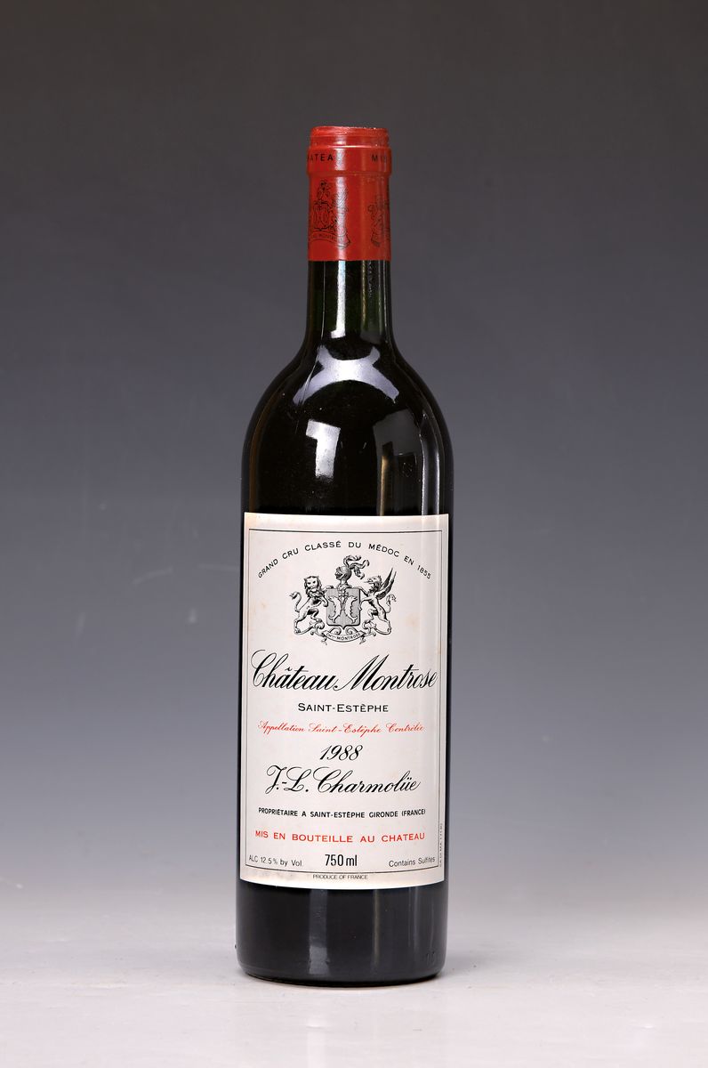 Detail a: 12 Flaschen Chateau Montrose, Saint- Estèphe, 1988, J. L. Charmolue, 75cl, 12.5%, Füllstand ca. top shoulder, guter Erhaltungszustand, unverkostet, ...
