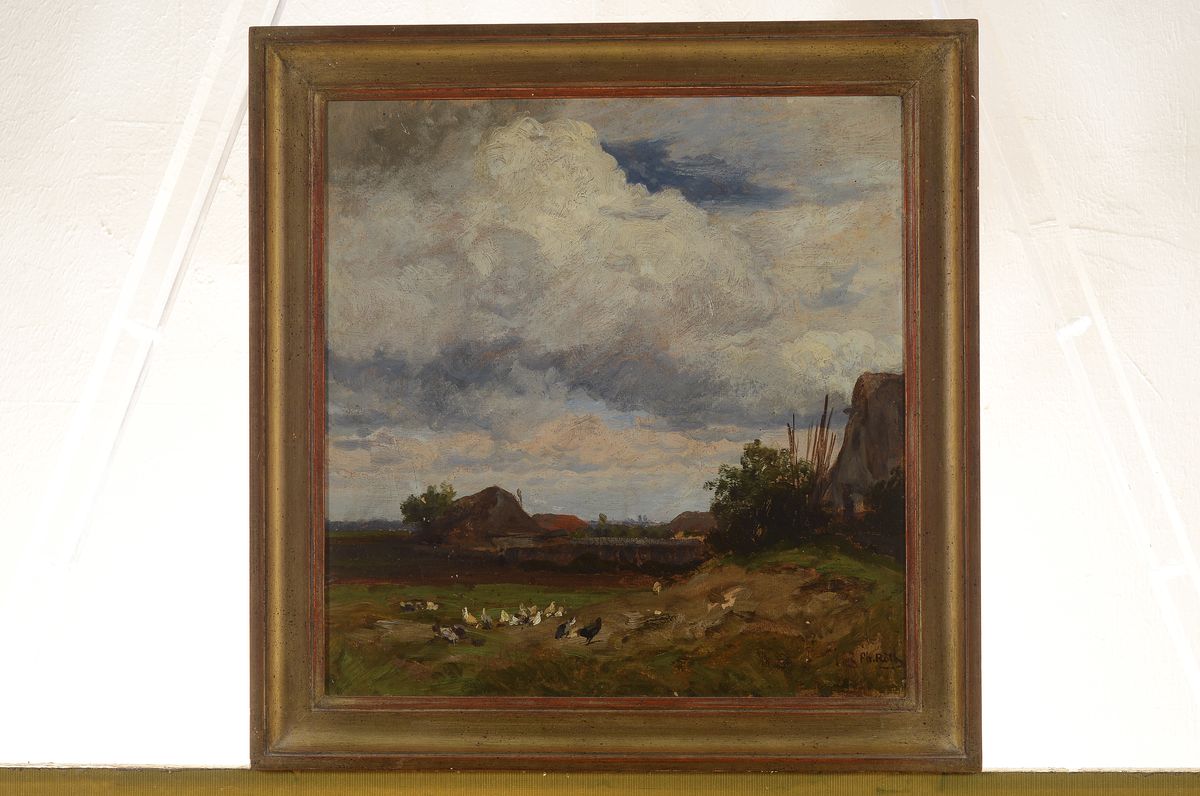 Detail k: Philipp Röth, 1841 Darmstadt - 1921 München, Studium an der KA Karlsruhe, später ansässig u. tätig in Dachau, hier aufziehende Gewitterwolken ...