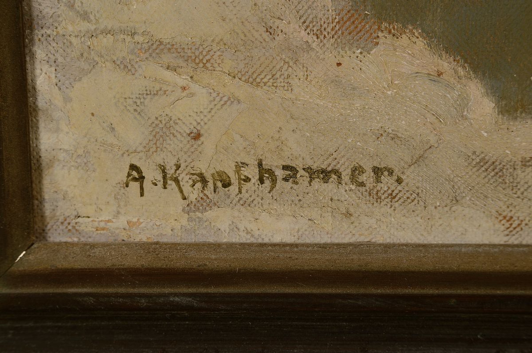 Detail a: Adolf Kapfhammer, 1967 München bis ca. 2011, tätig und ansässig in München, süddeutsche Winterlandschaft am See, sehr gut beobachtete ...
