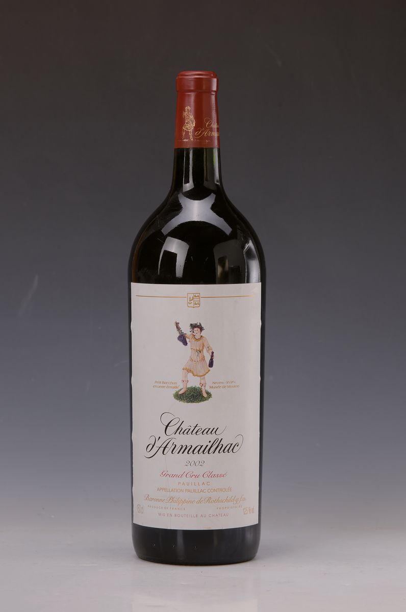 1 Magnumflasche Chateau d´Armailhac 2002, Grand Cru Classé, Pauillac, Baronne Philippine Rothschild, 150cl, Füllstand into neck, aus einer ...