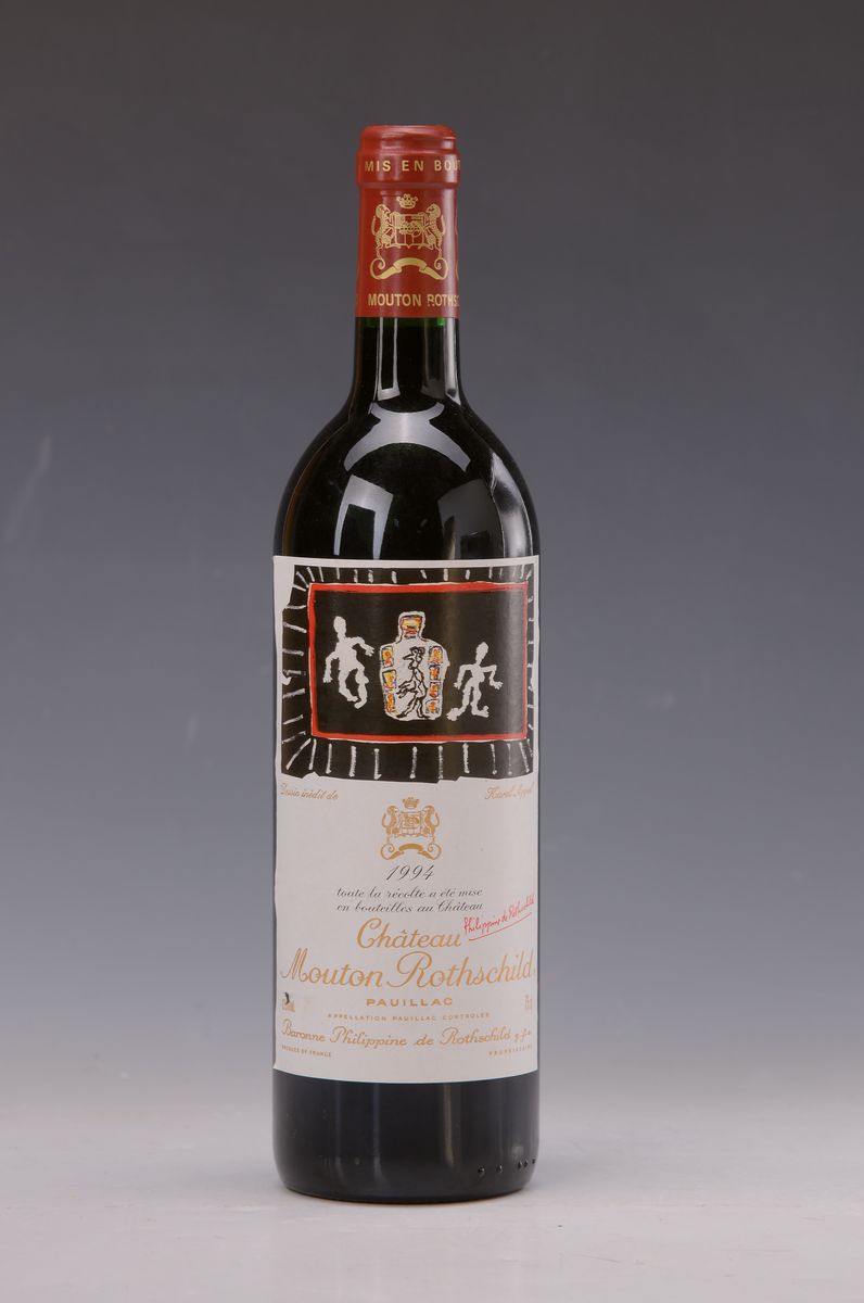 1 Flasche Chateau Mouton Rothschild 1994, Pauillac, Baron Philippe de Rothschild, 75cl, Etikett leicht beschädigt, Füllstand into neck, aus einer ...