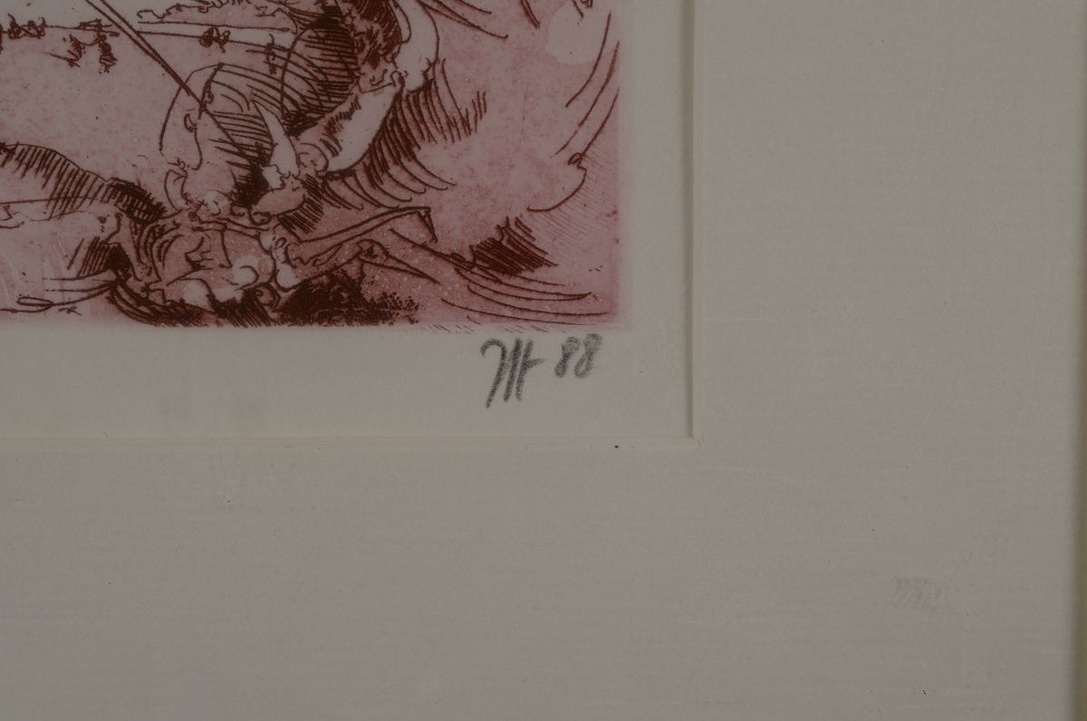 Detail a: Horst Janssen, 1929-1995, Konvolut aus 2 Radierungen, beide sign., dat. 83 und 88, eins davon num. 4/60, beide unter Glas, Platte ca. 16x11,5 cm, ...