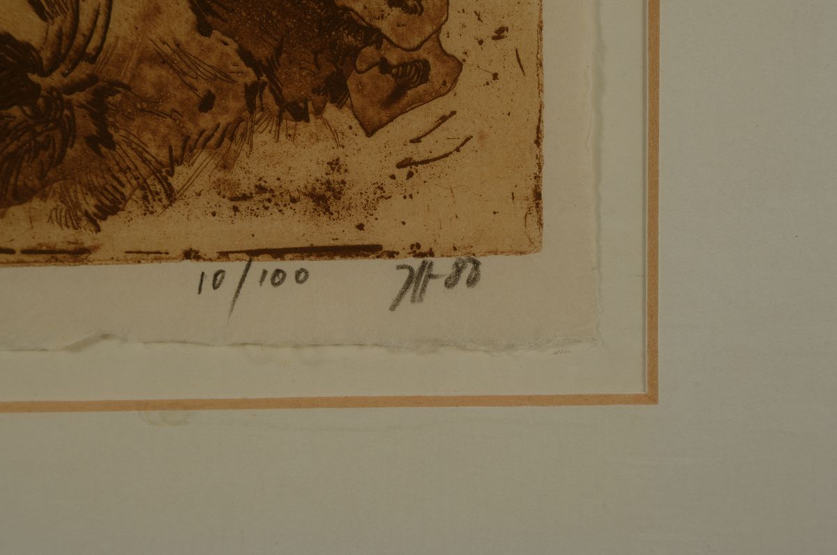 Detail a: Horst Janssen, 1929-1995, Konvolut aus Radierungen, beide sign., dat. 84 u.88, beide num. 52/100, 10/100, je unter Glas gerahmt, Platte ca.22x11 cm, ...