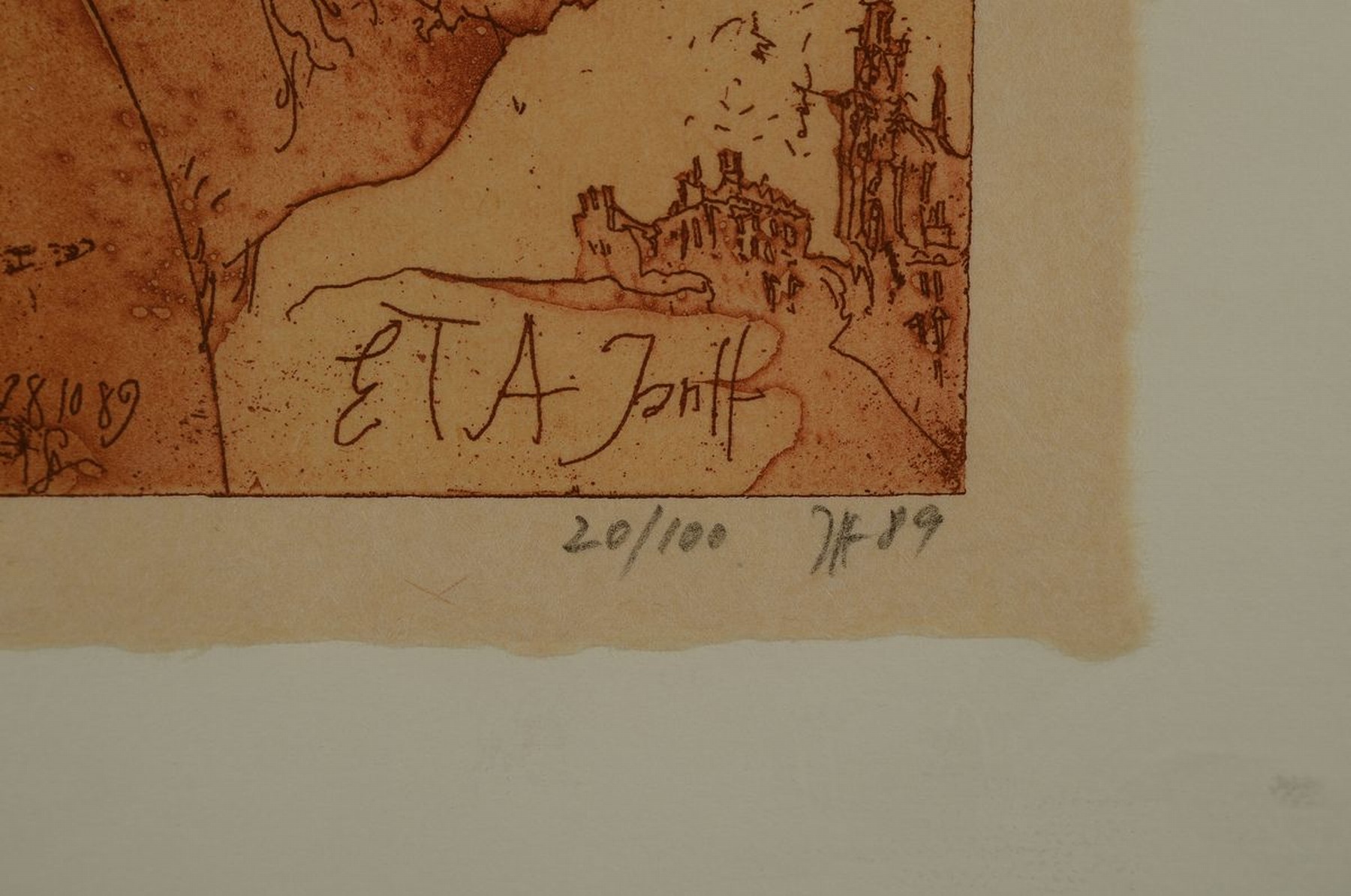 Detail i: Horst Janssen, 1929-1995, Konvolut aus 2 Radierungen, je sign. u. dat. 84, 89, je num. 86/100 , 20/100, je unter Glas gerahmt , Platte ca. 20x10, ...