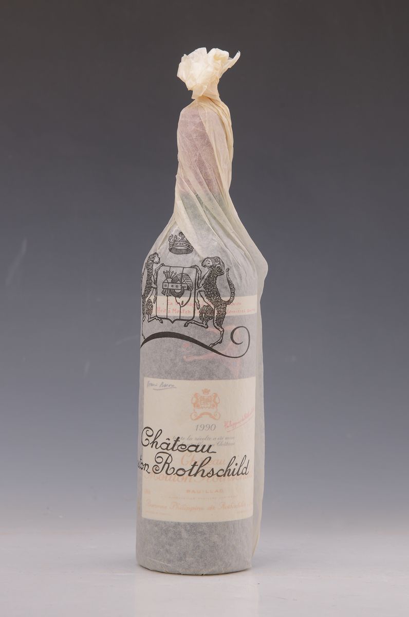 1 Flasche Chateau Mouton Rothschild 1990, Paulliac, 75cl, Füllstand into neck, aus einer privaten Weinsammlung