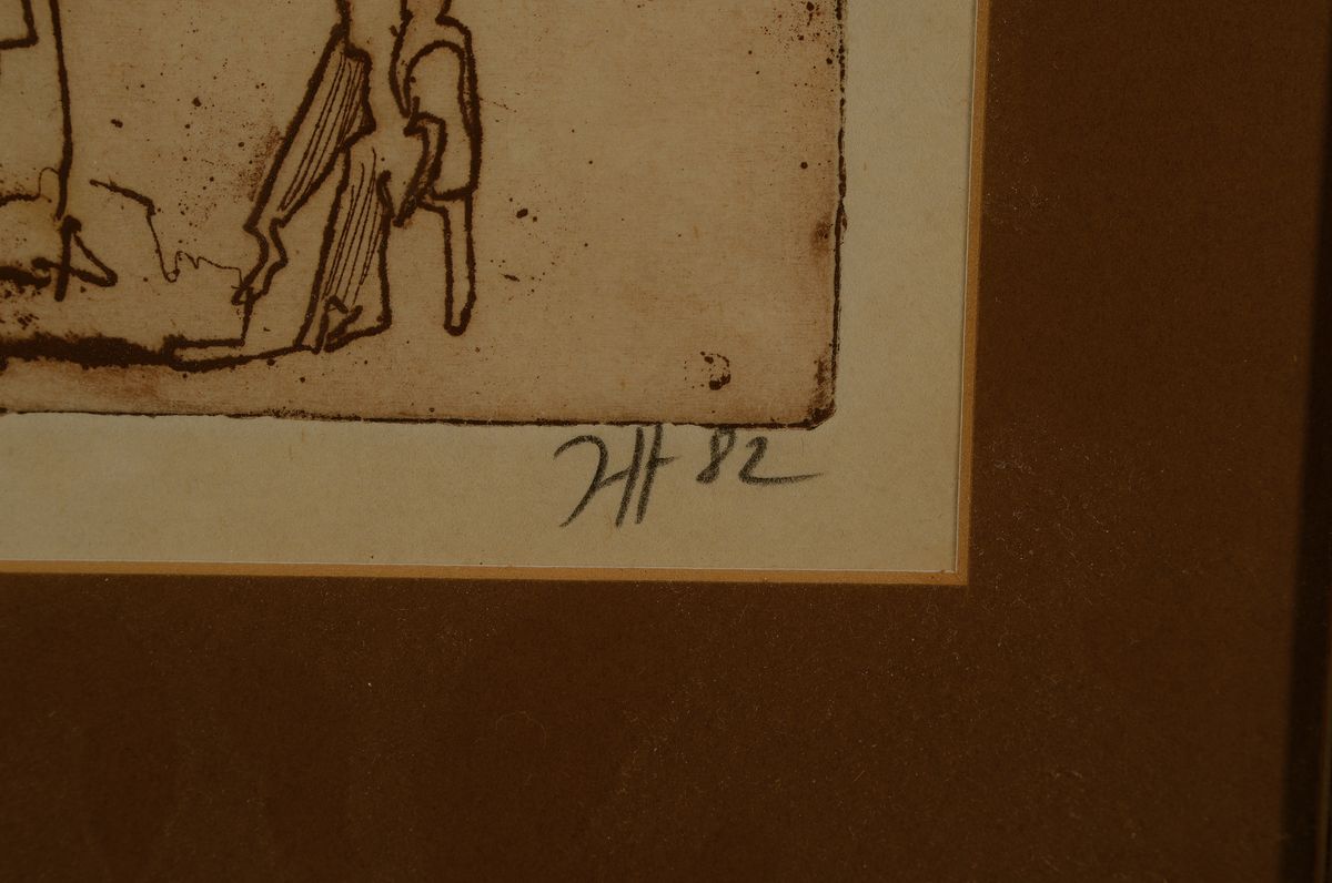 Detail c: Horst Janssen, 1929-1995, Konvolut aus 2 Radierungen, je sign., eins davon dat. und num. 4/100, beide unter Glas, Platte ca. 29x19 cm, gesamt ca. ...