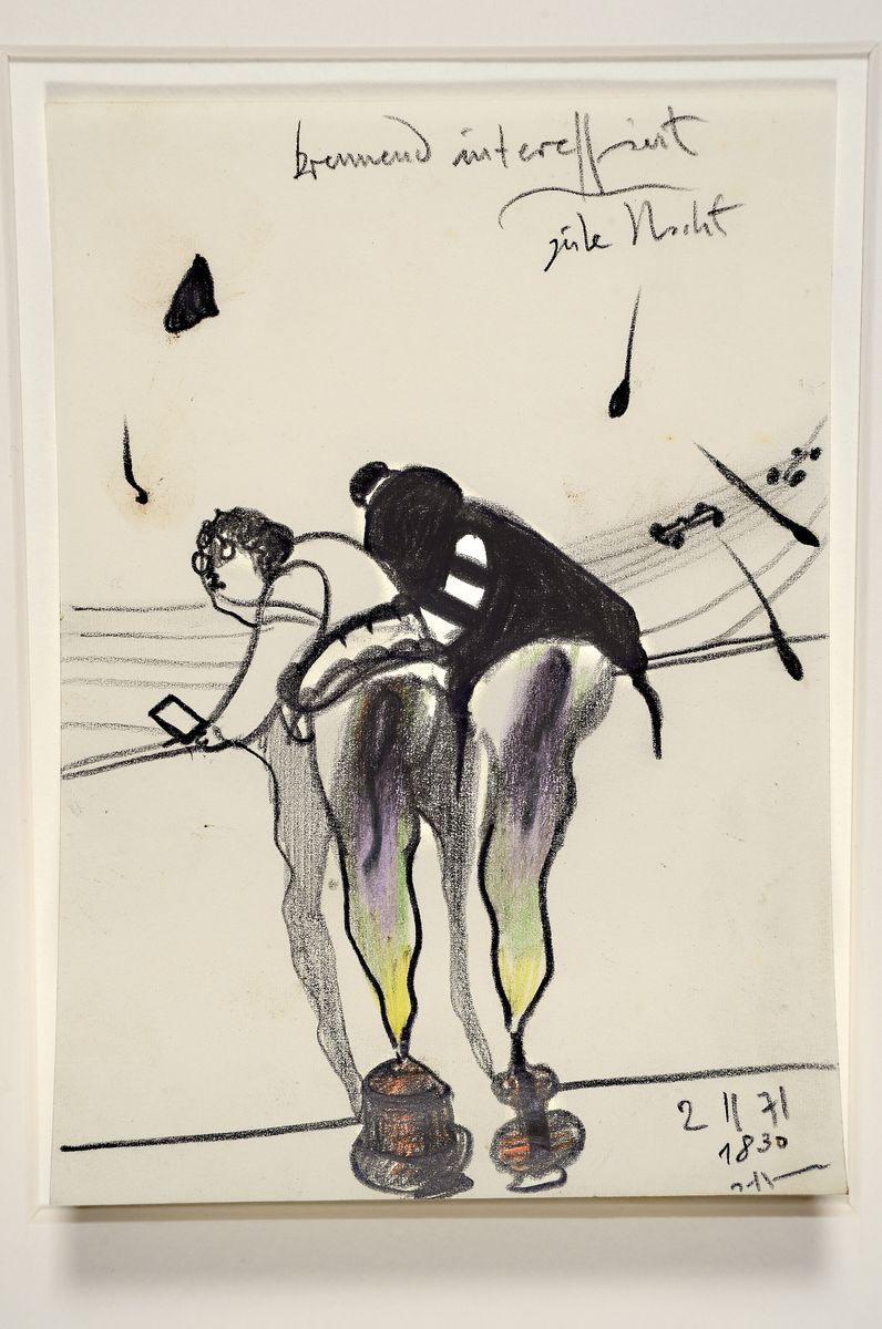 Detail k: Horst Janssen, 1929-1995, Blei und Buntstiftzeichnung, dat., ca. 15x11 cm, PP, gesamt 30x24 cm, leichte Flecken auf PP zusehen