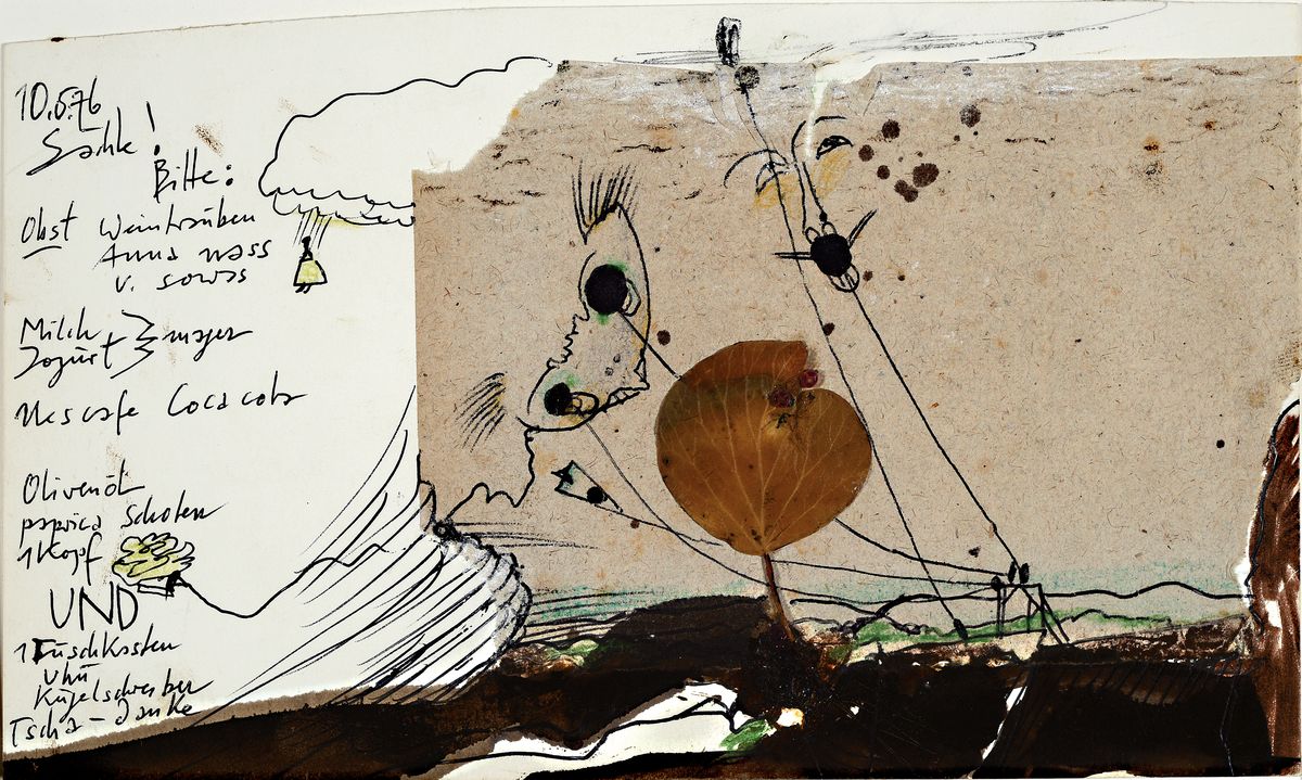 Horst Janssen, 1929-1995, Zeichnung, dat. 76ca. 12x21 cm, PP, gesamt ca, 23x31 cm, leichte Flecken auf PP zusehen