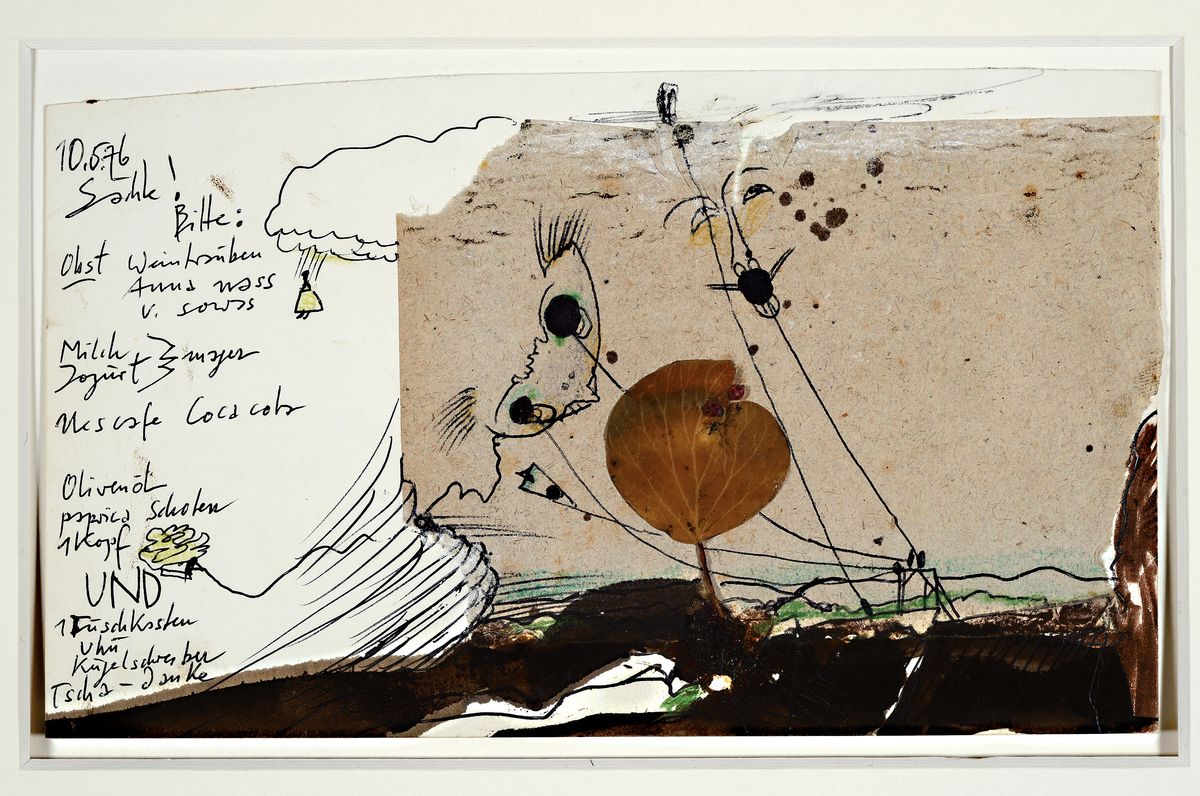 Detail k: Horst Janssen, 1929-1995, Zeichnung, dat. 76ca. 12x21 cm, PP, gesamt ca, 23x31 cm, leichte Flecken auf PP zusehen