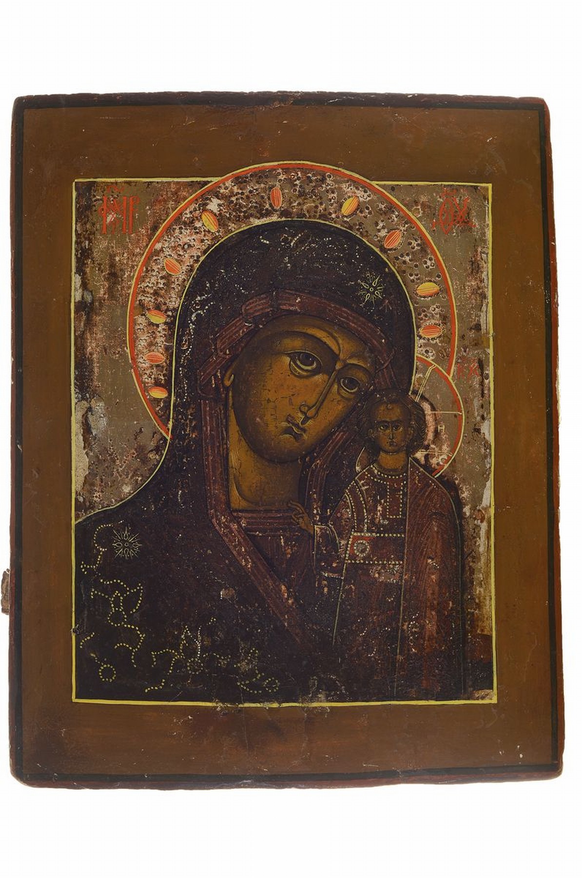 Ikone, Russland, 2. Hälfte 19. Jh., Mutter Gottes mit Christus, Tempera auf Holz, gewaschen, ca. 35x28cm