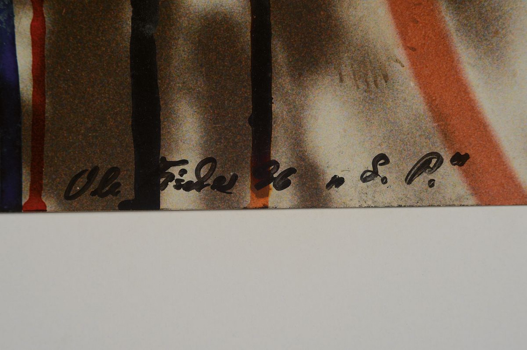 Detail a: Ole Fischer, 1943-2005, Mischtechnik/ Papier, auf Karton befestigt, rechts unten sign., dat.96, bezeichnet S.P., ca. 70x50 cm, gesamt ca. 100x64 cm