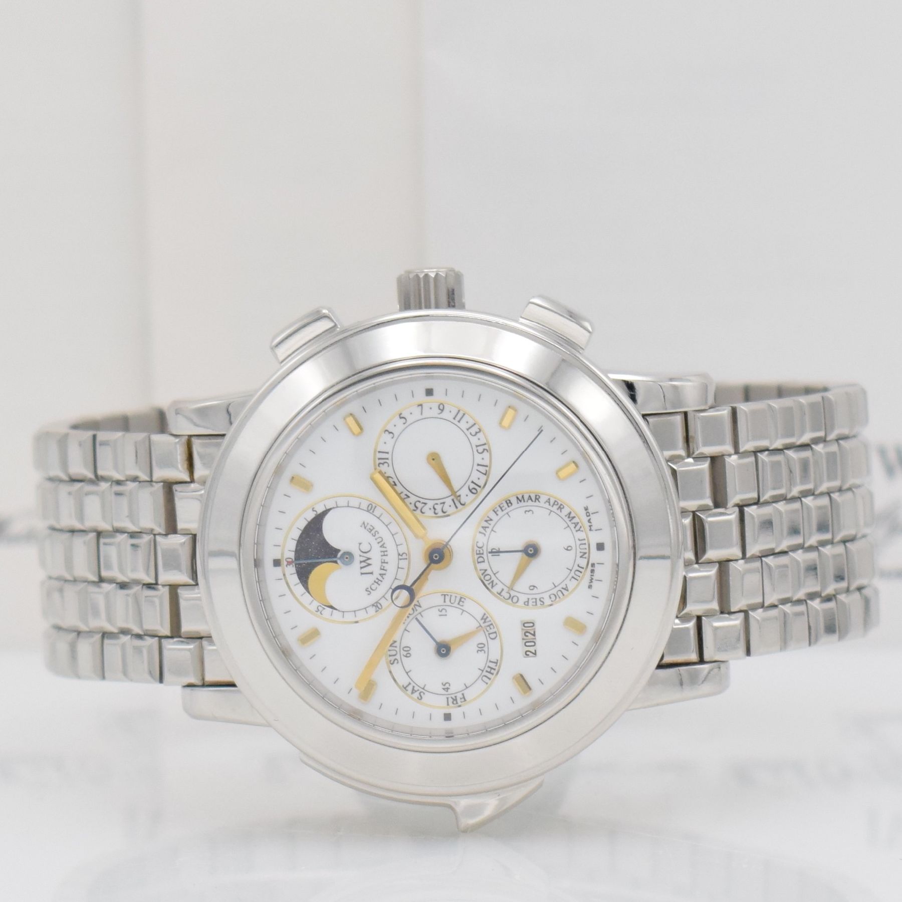 Detail a: IWC hochfeiner, seltener & bedeutender astronomischer Armbandchronograph Grande Complication mit ewigem Kalender & Minutenrepetition in Platin ...