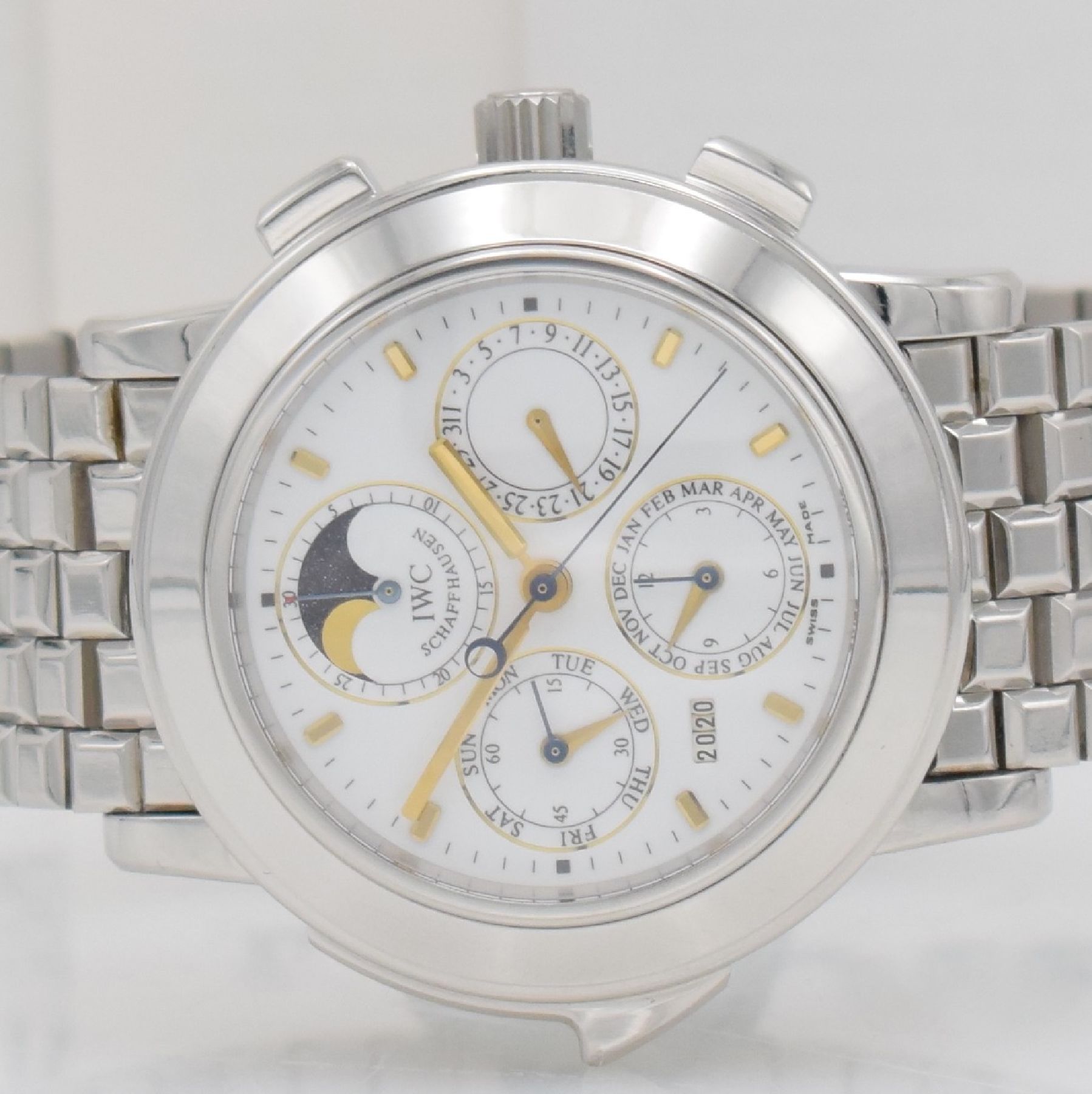 Detail b: IWC hochfeiner, seltener & bedeutender astronomischer Armbandchronograph Grande Complication mit ewigem Kalender & Minutenrepetition in Platin ...