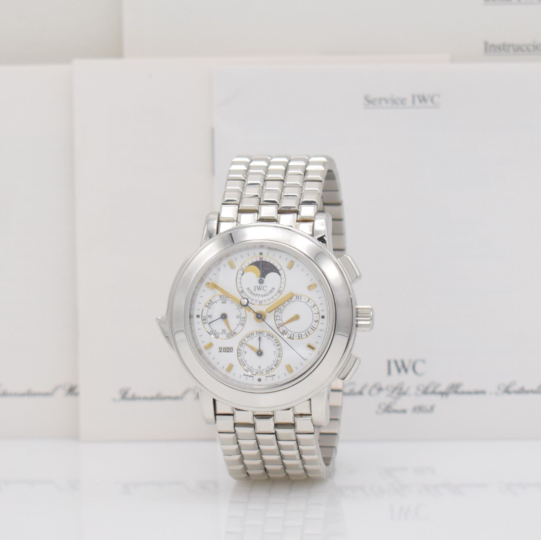 Detail c: IWC hochfeiner, seltener & bedeutender astronomischer Armbandchronograph Grande Complication mit ewigem Kalender & Minutenrepetition in Platin ...