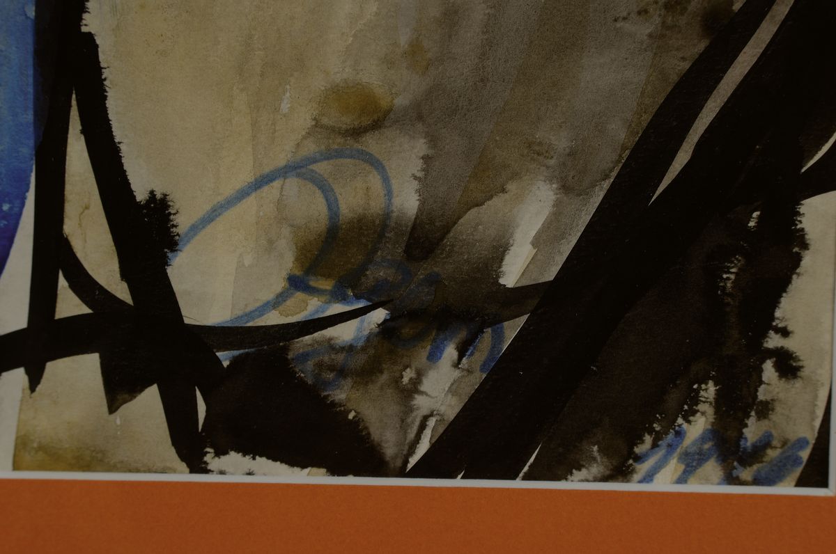 Detail c: Gertrud Ogem, 1919 - 1985, Berliner Künstlerin, zwei express. Aquarelle: a. Akt beim Blick in den Spiegel, signiert und dat. 1973, PP. 47.5 x .35 ...