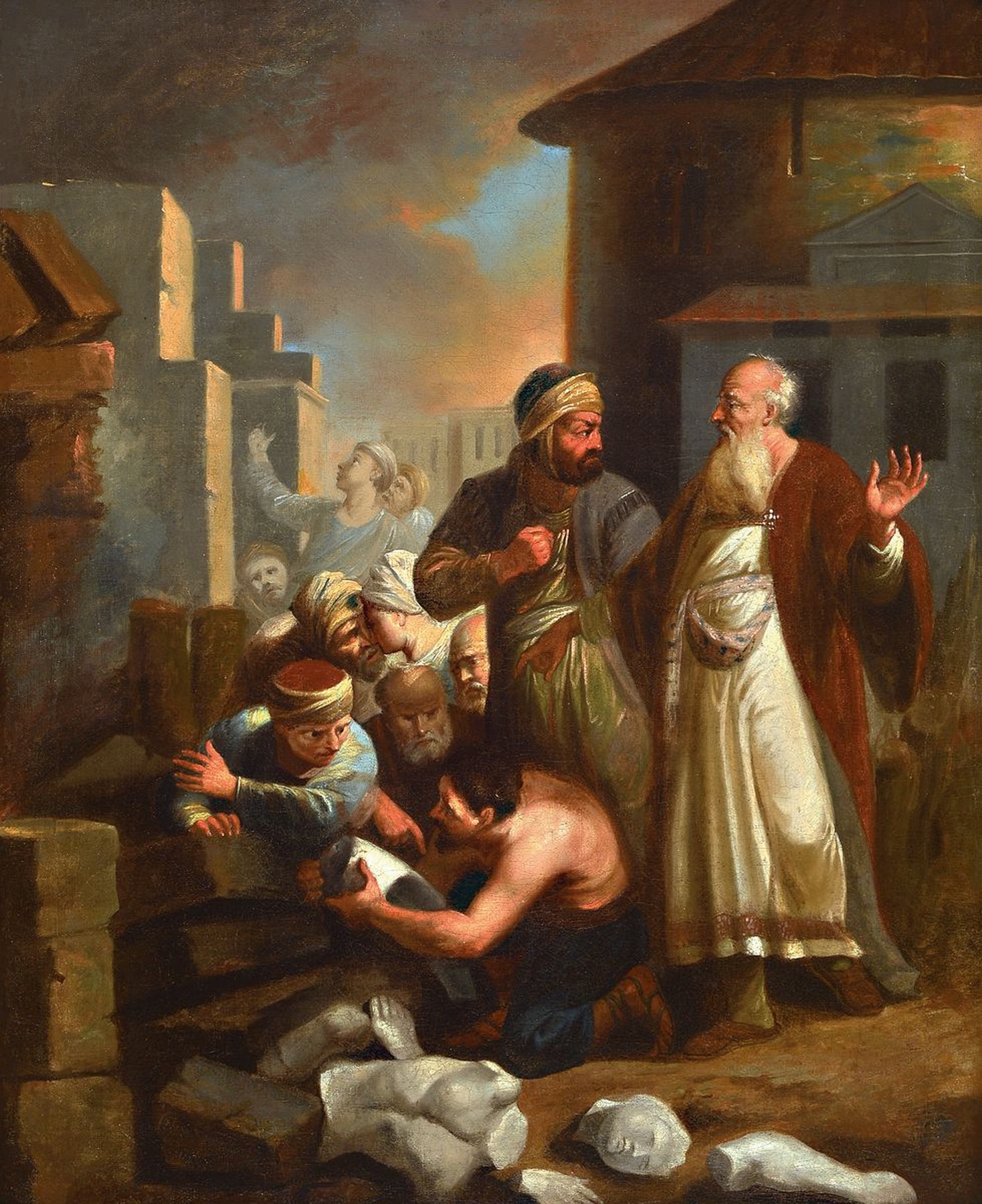 Anton (Johann Anton) Tischbein, 1720 Haina-1784 Hamburg, Der Hl. Kassian stürzt das Standbild des Pluto, Öl/Lwd, rest., links unten signiert Anton ...